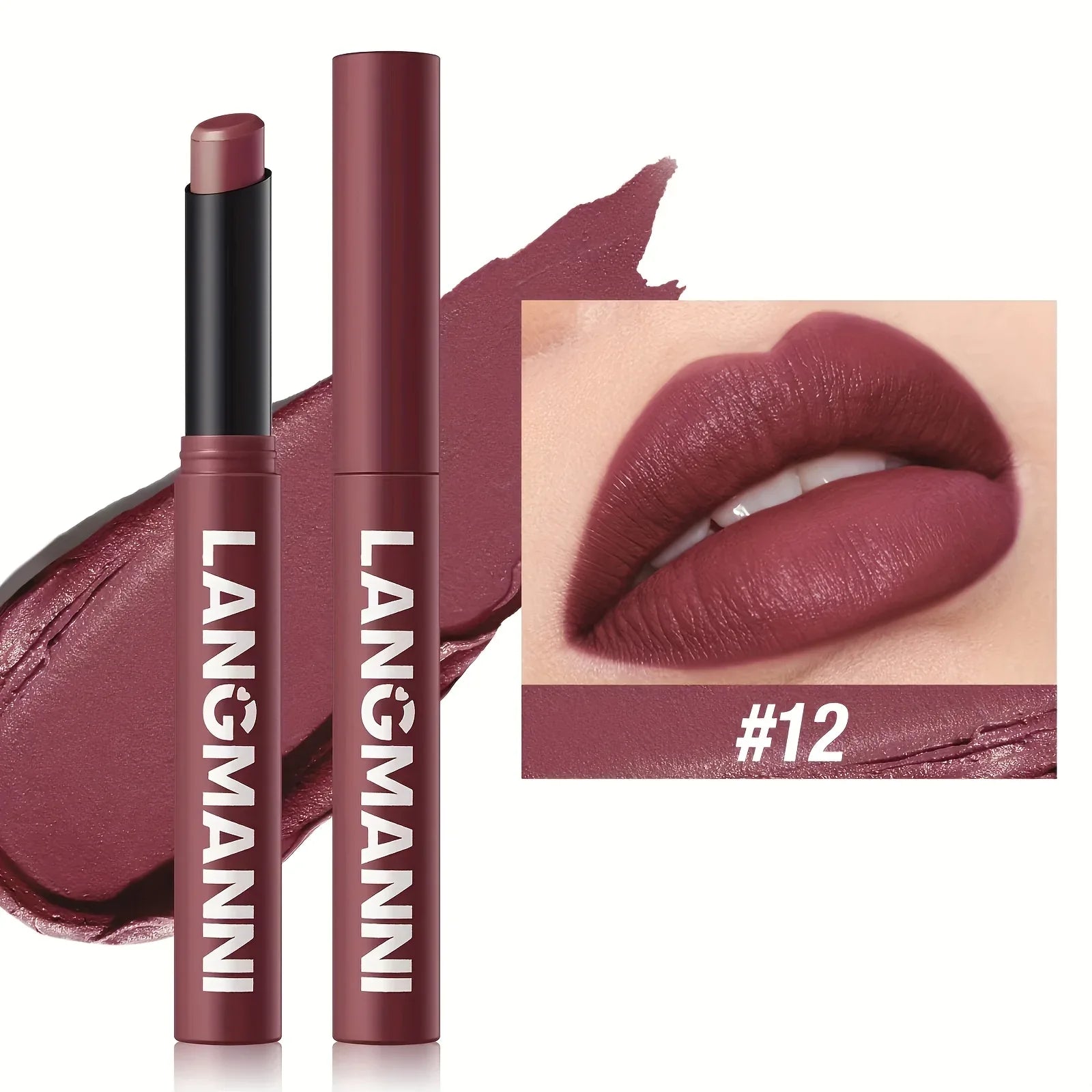 [Matte Lipstick] Matte Lipstick Single Pack | 12 Colors with Lasting Moisture - alotasawkli