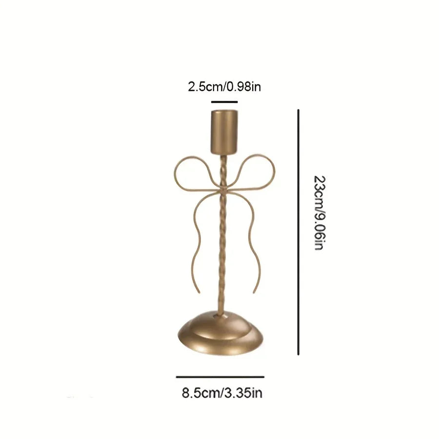 TEMU-A Golden iron bow candle holder - alotasawkli