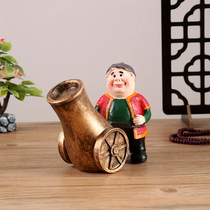 TEMU-A Resin Figure of a Chubby Old Man with a Cannon - alotasawkli