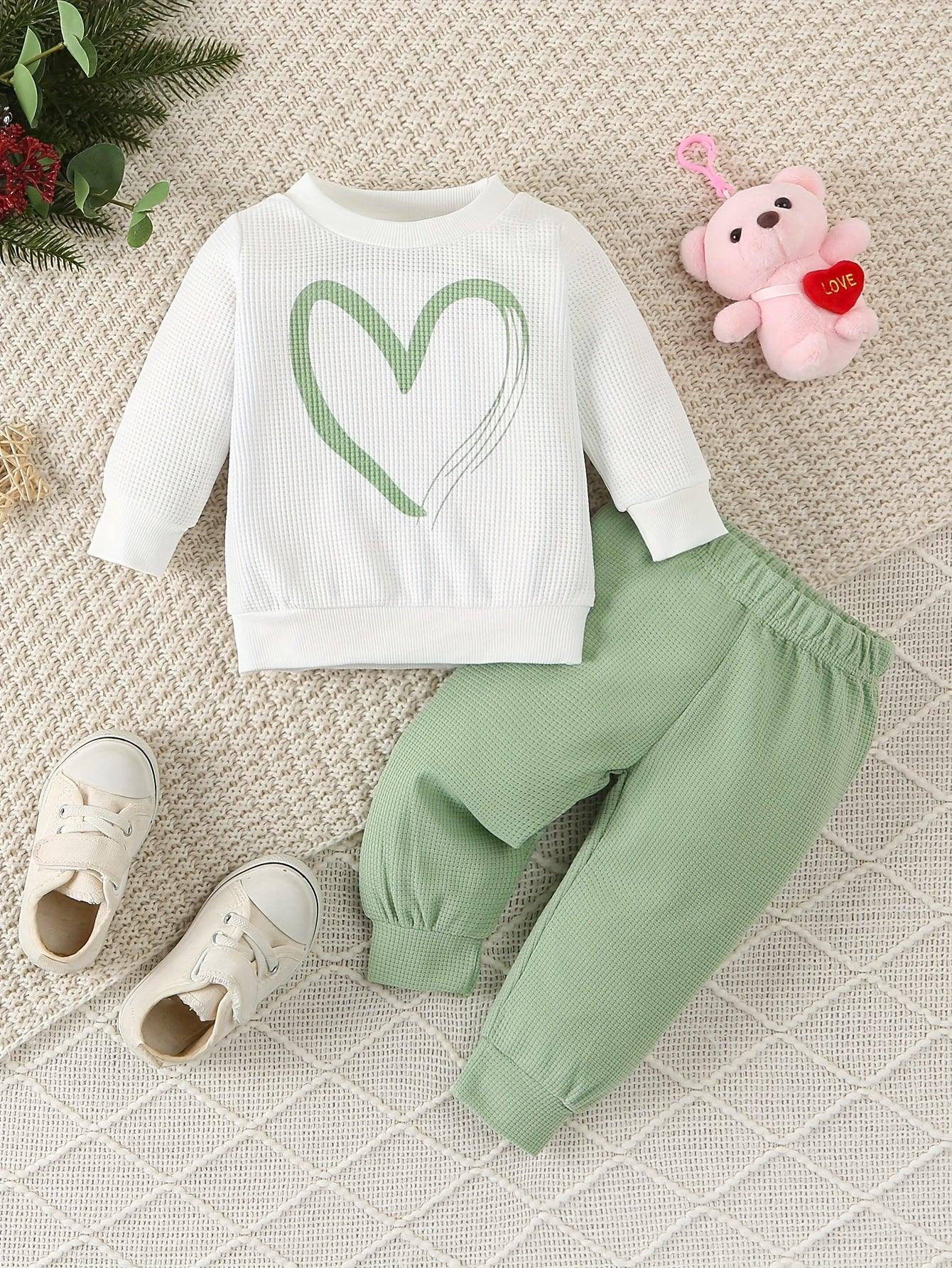2023 Heart-Shaped Print Baby Casual Sports Outfit, for Outdoor - alotasawkli