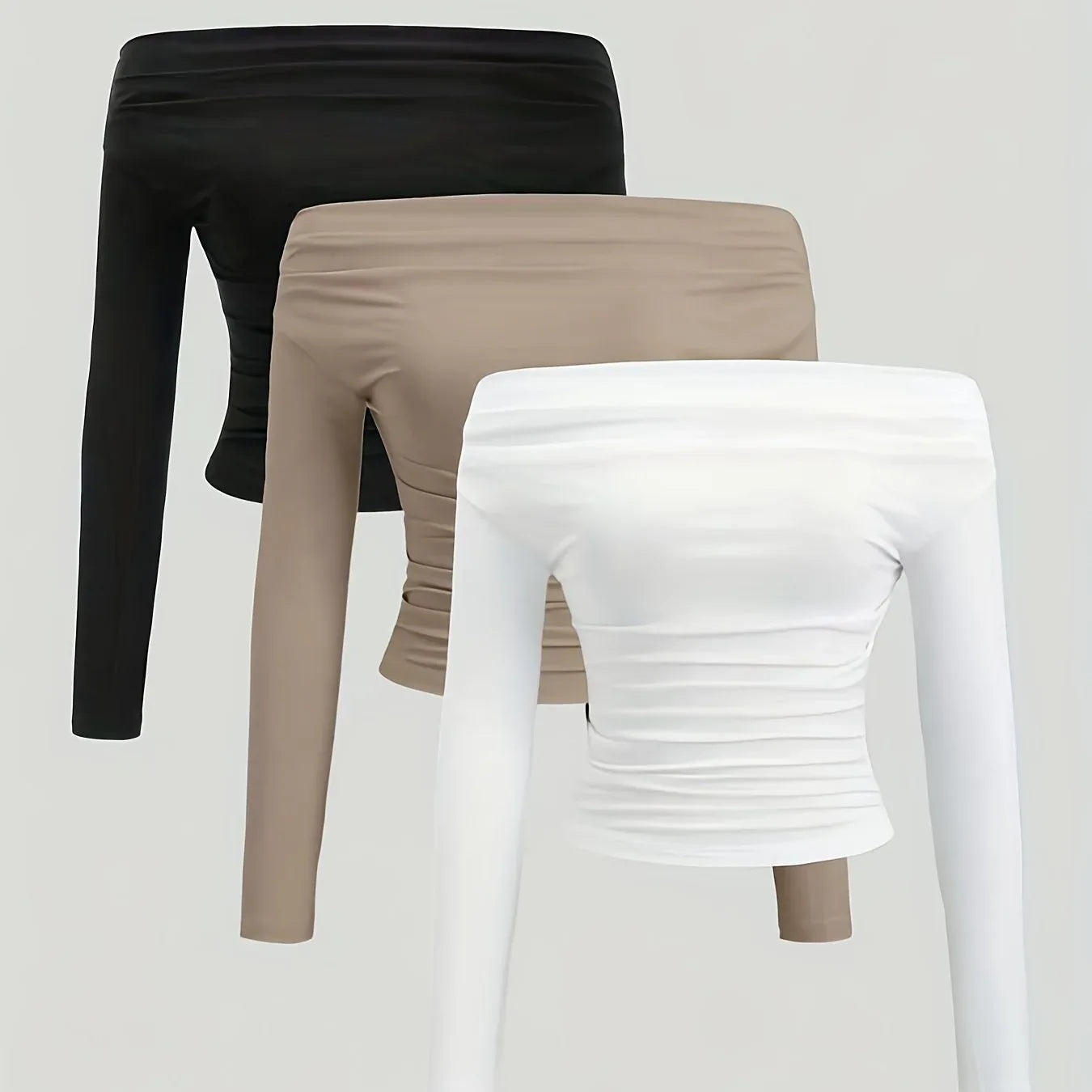 TEMU-Solid Color Long-Sleeve Top for Girls - alotasawkli