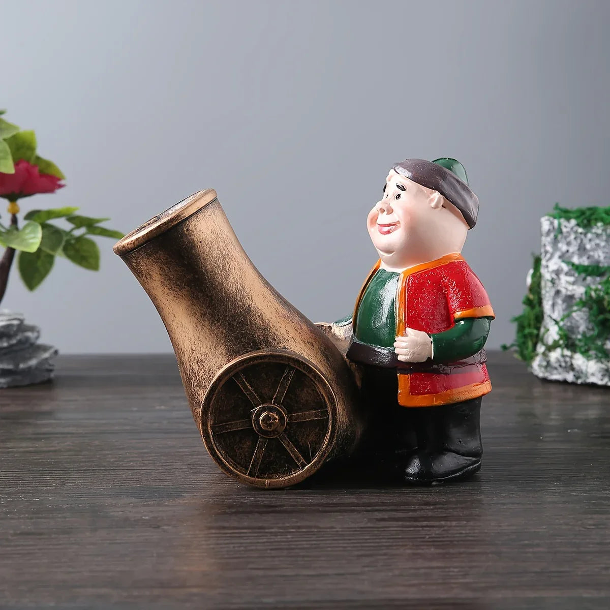 TEMU-A Resin Figure of a Chubby Old Man with a Cannon - alotasawkli