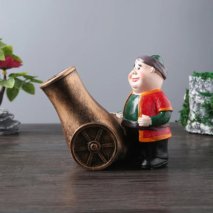 TEMU-A Resin Figure of a Chubby Old Man with a Cannon - alotasawkli
