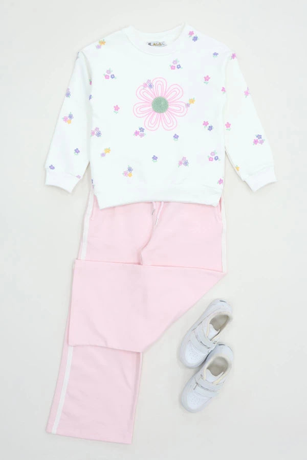 Kids' Fleece-Lined Tracksuit Set (Ages 6-9) - Light Pink