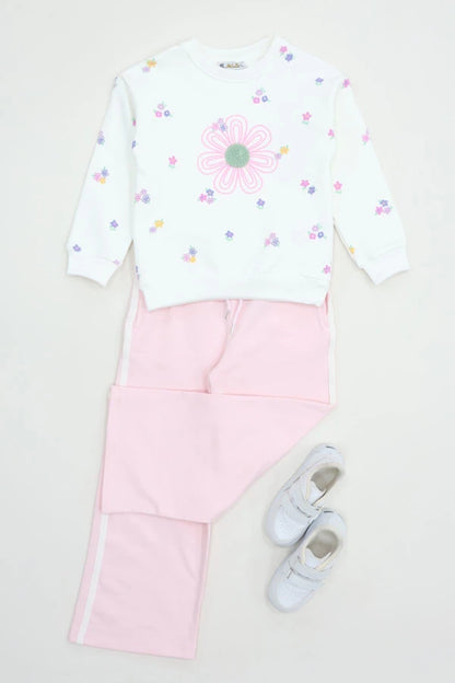 Kids' Fleece-Lined Tracksuit Set (Ages 6-9) - Light Pink