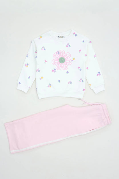 Kids' Fleece-Lined Tracksuit Set (Ages 6-9) - Light Pink