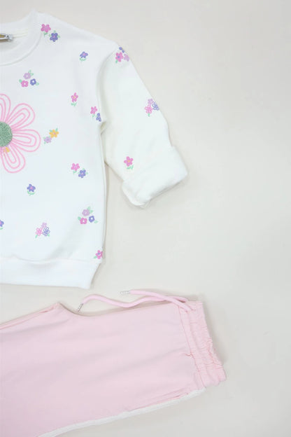 Kids' Fleece-Lined Tracksuit Set (Ages 6-9) - Light Pink