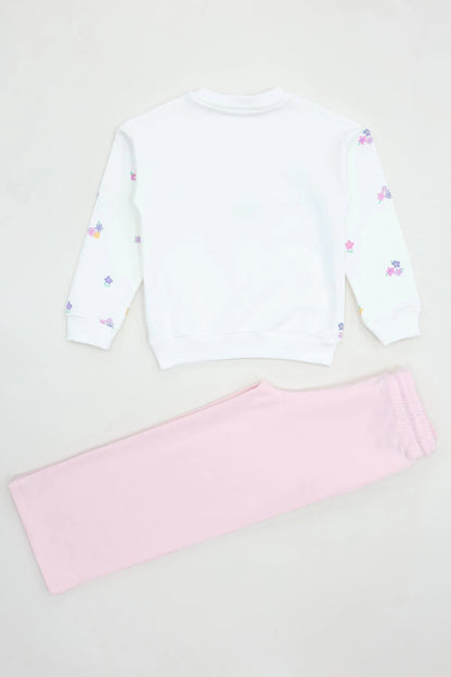 Kids' Fleece-Lined Tracksuit Set (Ages 6-9) - Light Pink