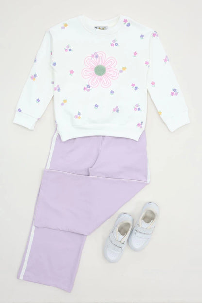 Kids' Fleece-Lined Tracksuit Set (Ages 6-9) - Lilac
