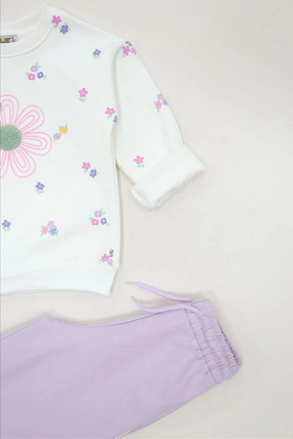 Kids' Fleece-Lined Tracksuit Set (Ages 6-9) - Lilac