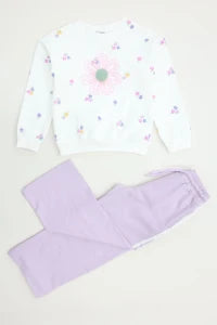 Kids' Fleece-Lined Tracksuit Set (Ages 6-9) - Light Pink