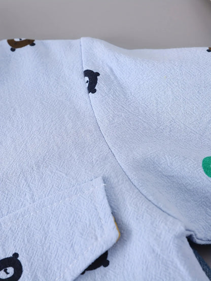 TEMU-Boys' Print Outfit with a Bear Pocket Long-Sleeve - alotasawkli