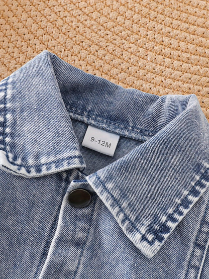 TEMU-Vintage Cute Faux Denim Two-Piece Set for Baby Boys - alotasawkli