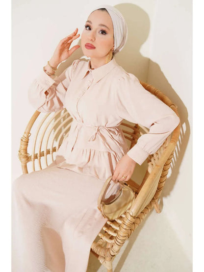 VOLT CLOTHING طقم قطعتين بأزرار سحاب وحافة منتفخة - alotasawkli