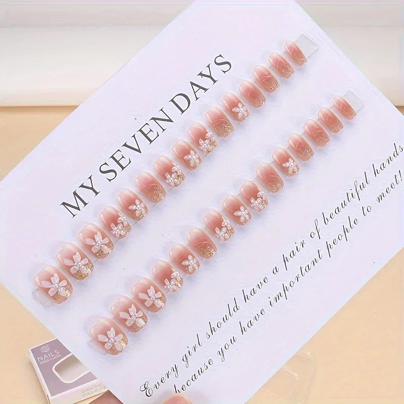 TEMU-30pcs Short Square Press-On Nails - alotasawkli