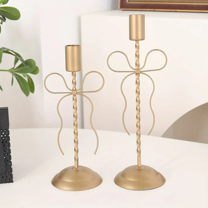 TEMU-A Golden iron bow candle holder - alotasawkli