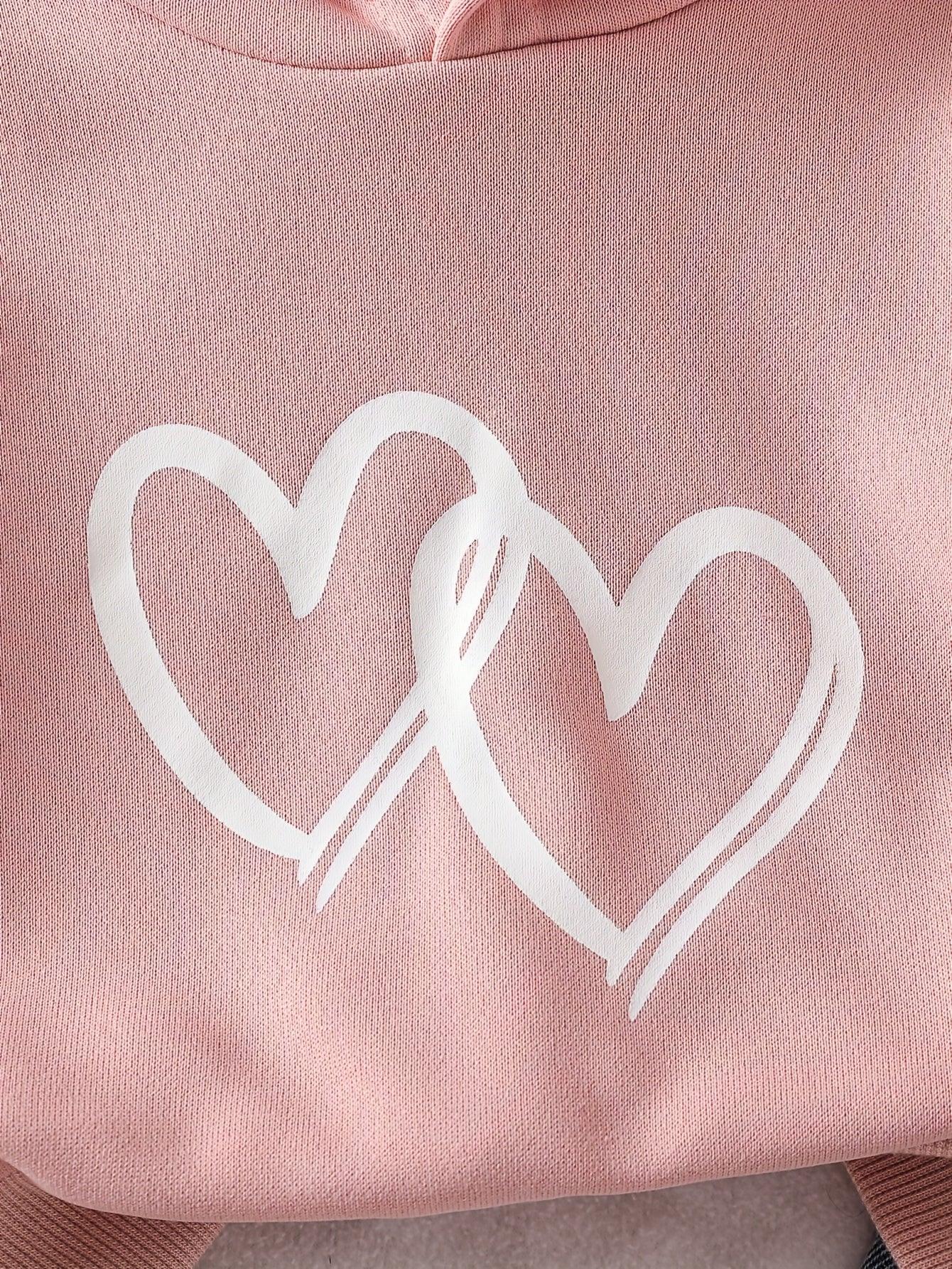 TEMU-2pcs Girls' Love Set: Pink Hooded Sweatshirt - alotasawkli