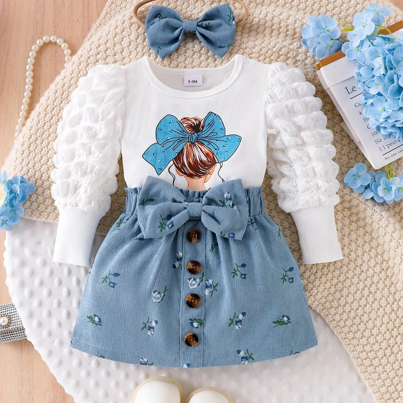 TEMU-A Three-Piece Set for Baby Girls Featuring - alotasawkli