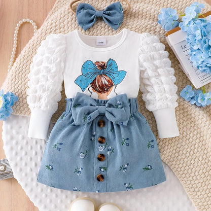 TEMU-A Three-Piece Set for Baby Girls Featuring - alotasawkli