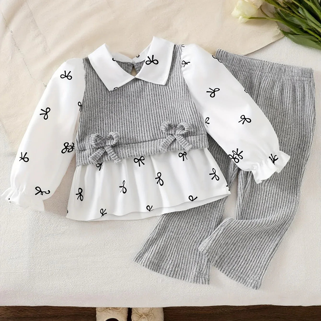 TEMU-Girls' Spring/Autumn Elegant 2pcs Set - alotasawkli