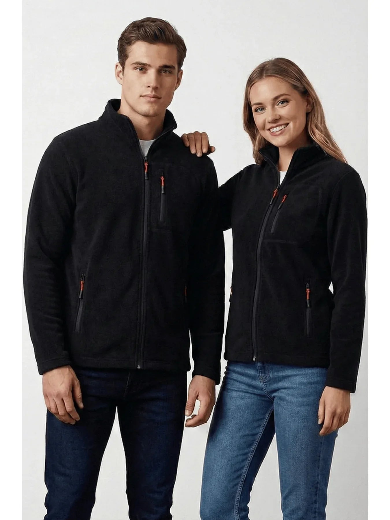 GENIUS STORE طقم قبعة 3 قطع للجنسين مع سحاب، جاكيت بولار تكتيكي للجنسين للرجال والنساء - alotasawkli