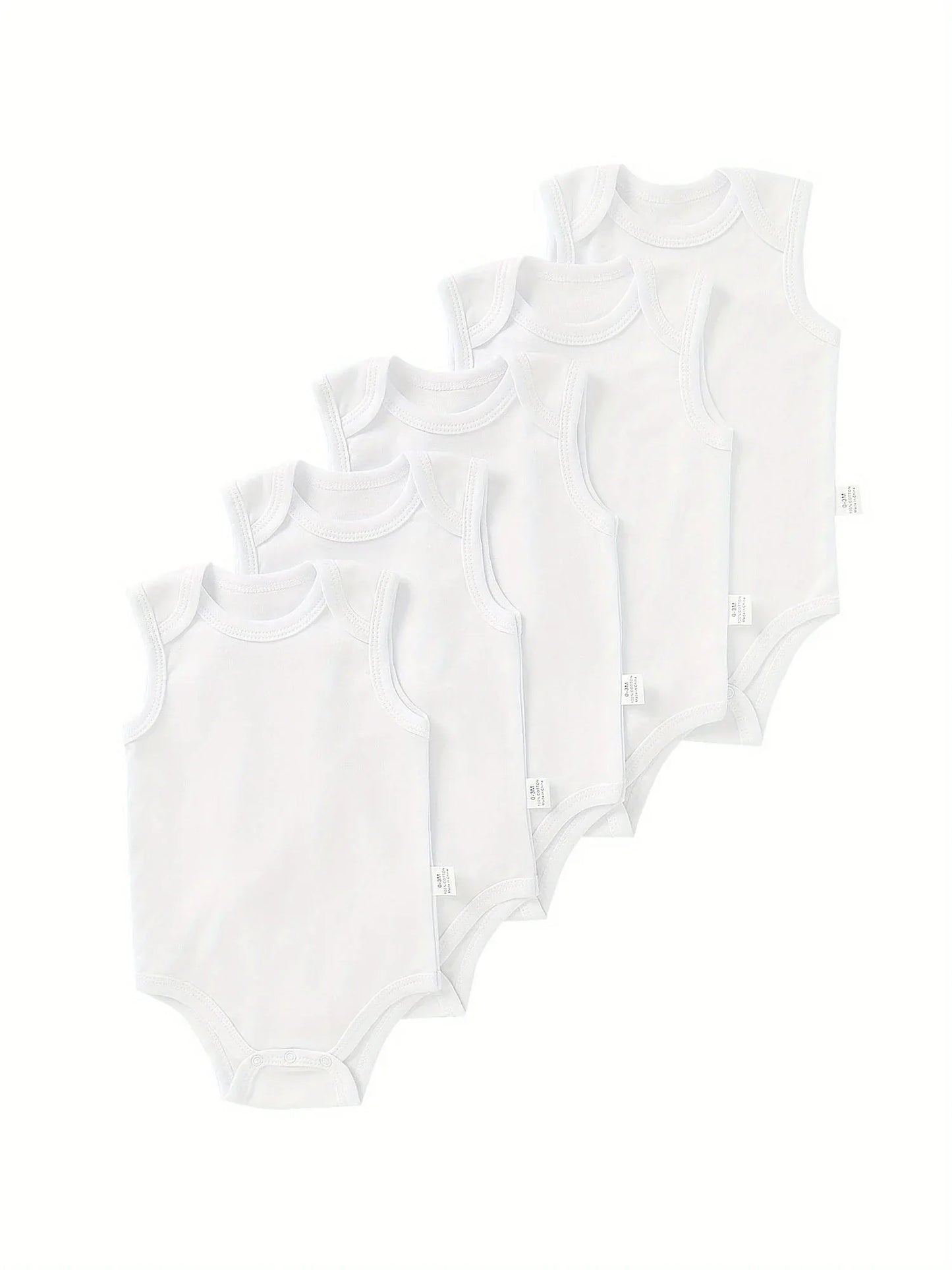 TEMU-5pcs Baby Boy Solid Color Basic Bodysuit - alotasawkli