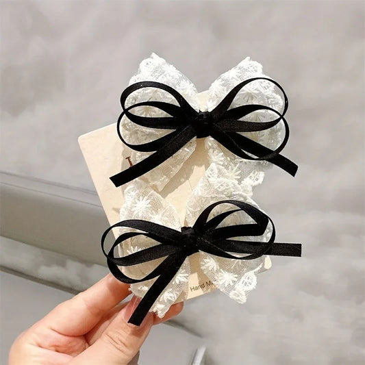 TEMU-2pcs of Lace Ribbon Bow Hair for Little - alotasawkli
