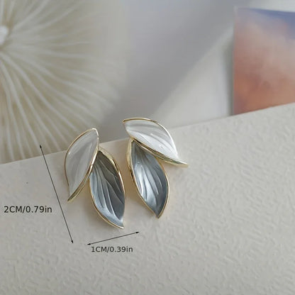 Women's Elegant Leaf Design Earrings, Fashionable Japanese and Korean Style - alotasawkli