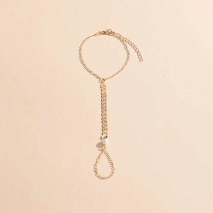 A Stylish Pearl Alloy Airplane Chain Ring Bracelet for Women. - alotasawkli