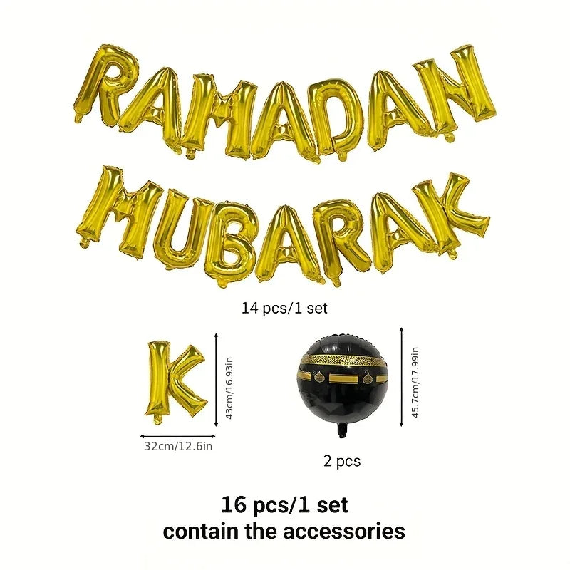 16-Inch Large Golden Islamic Ramadan & Eid al-Fitr - alotasawkli