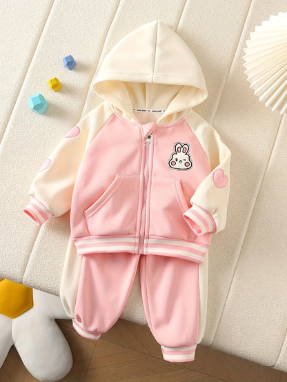 TEMU-2pcs Set: Embroidered Bunny Hoodie and Cuffed Pants - alotasawkli
