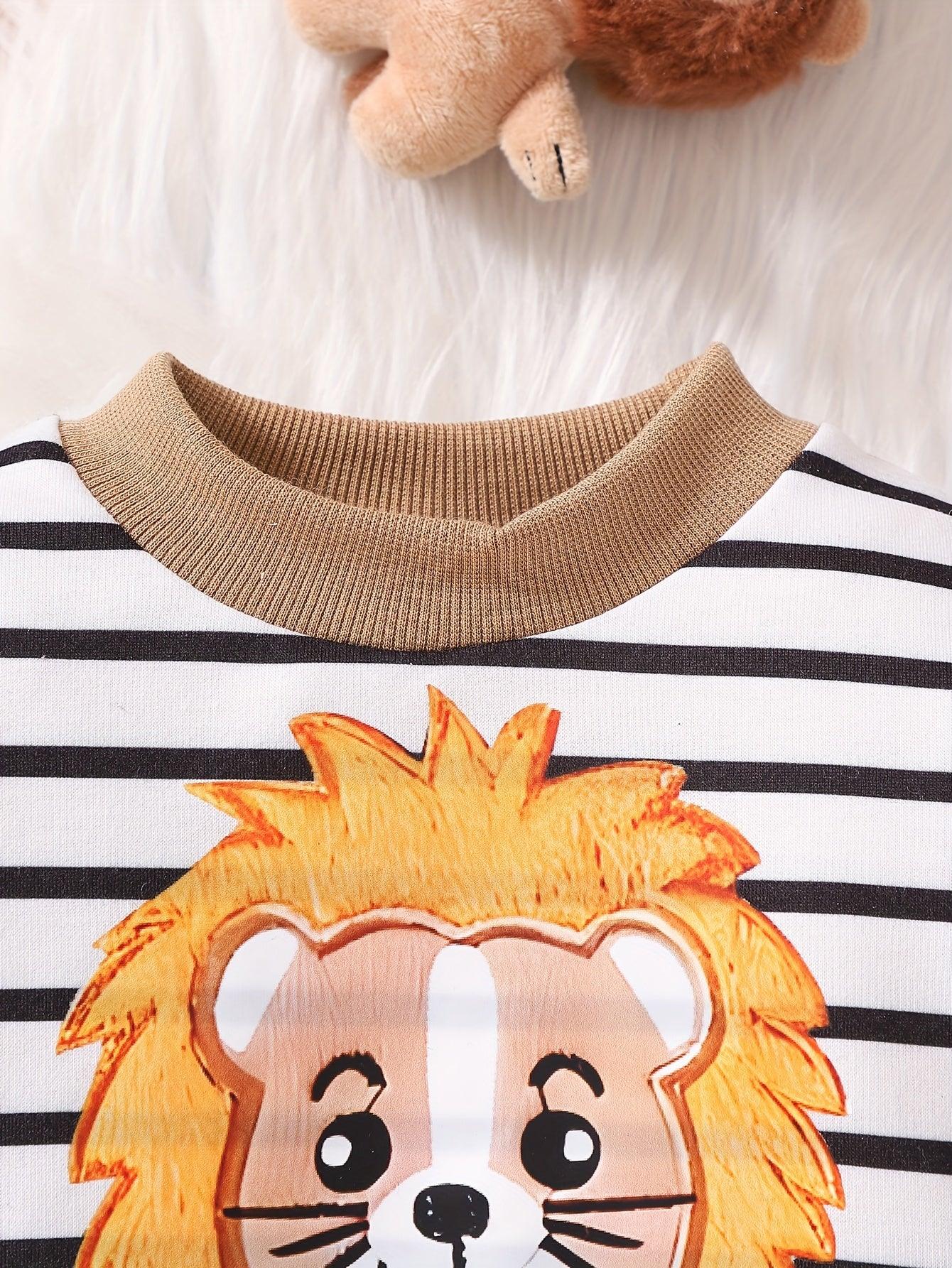 TEMU-3pcs Baby Boy'S Cartoon Lion Embroidery Sportswear - alotasawkli