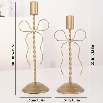 TEMU-A Golden iron bow candle holder - alotasawkli