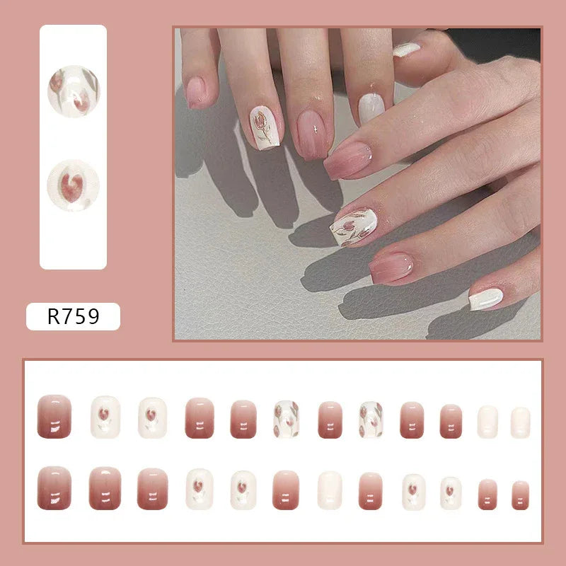 TEMU-24pcs Short Square Press-On Nails - alotasawkli