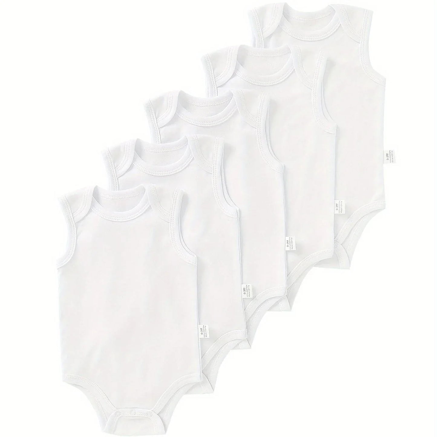 TEMU-5pcs Baby Boy Solid Color Basic Bodysuit - alotasawkli