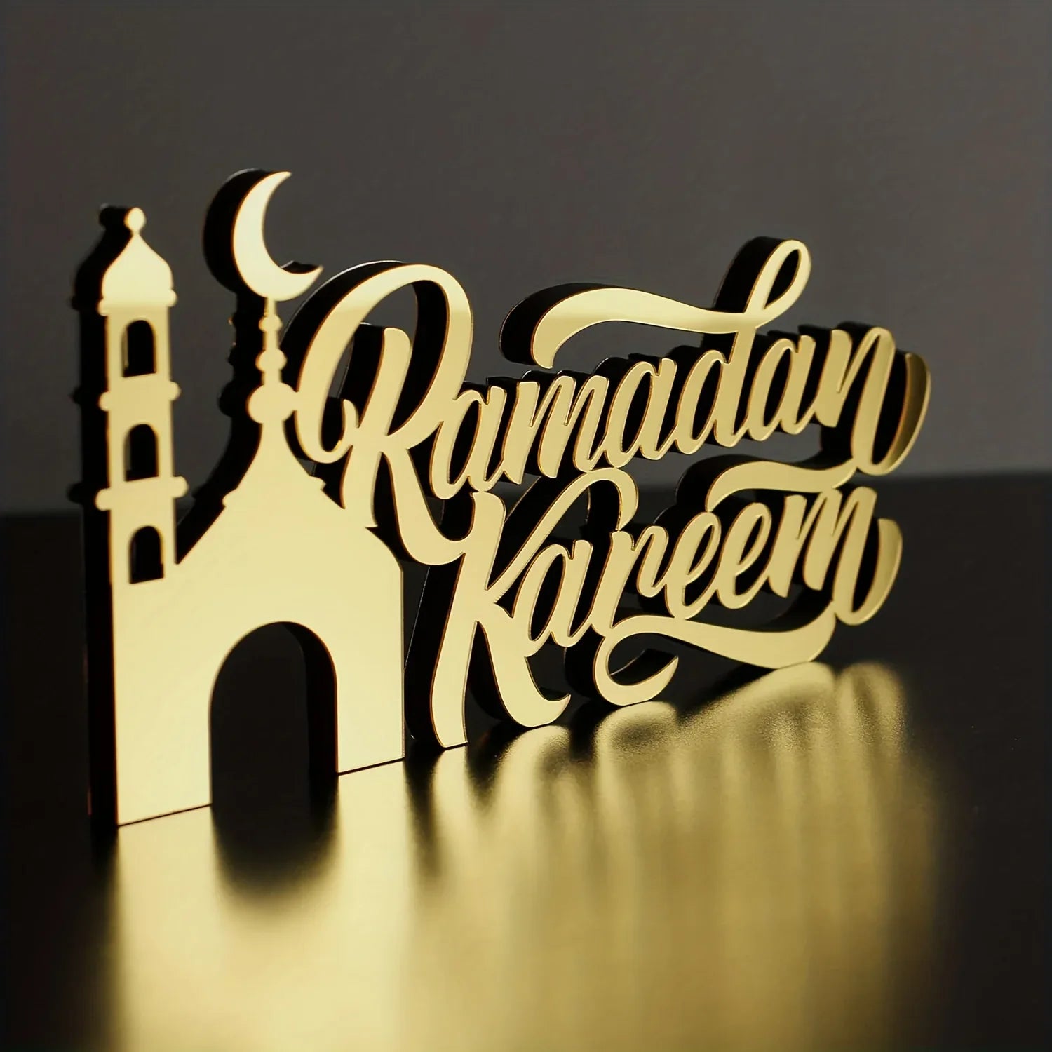 TEMU-2D Flat, Eid Wooden Acrylic Islamic Tabletop Decoration - alotasawkli