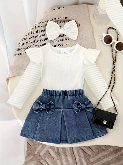TEMU-A Three-Piece Set for Baby Girls Featuring - alotasawkli