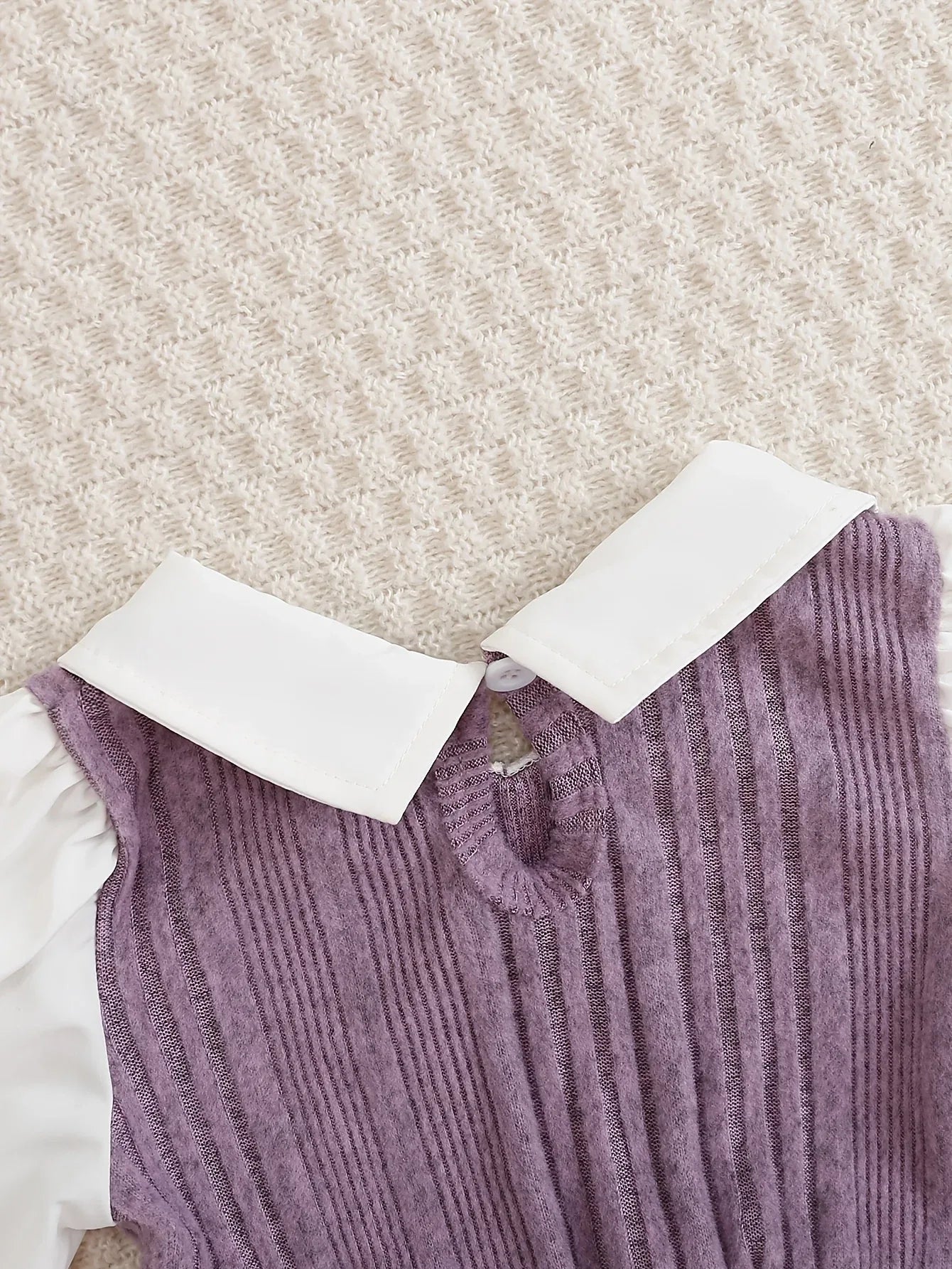 Knitted Girls' Set with Lapel Spliced Top + Flared Pants, Baby Spring/Autumn Stylish Sweet Two-Piece Set, Perfect for Outdoor - alotasawkli