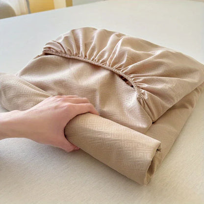 TEMU-3pcs Luxury Fitted Sheet Set: One Fitted Sheet + Two Pillowcases - alotasawkli