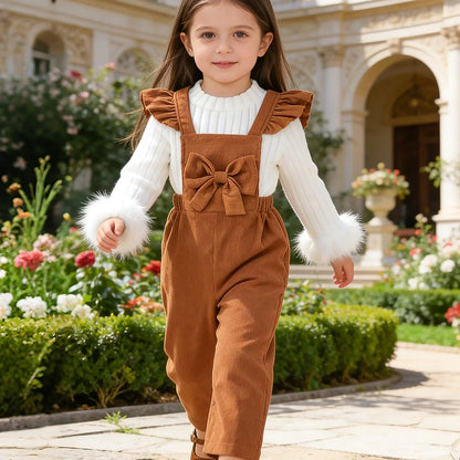 TEMU-2pcs Girls' Pants Set, Sweet Style Plush Cuff Top - alotasawkli