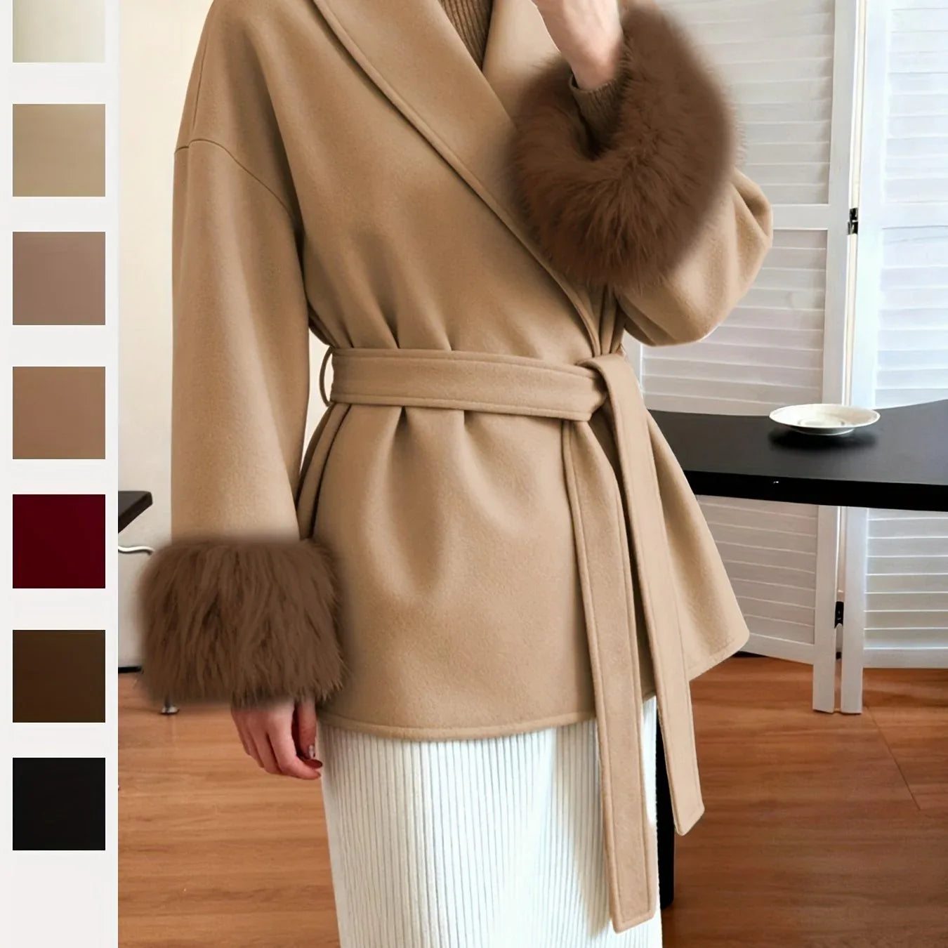 TEMU-Women's Fashion Elegant Furry Sleeve - alotasawkli