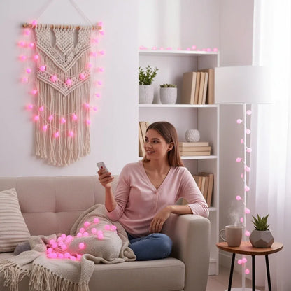 شريط إضاءة LED وردي بطول 5 أمتار - إضاءة LED زخرفية لعيد الميلاد لتزيين الطاولة وغرفة - alotasawkli