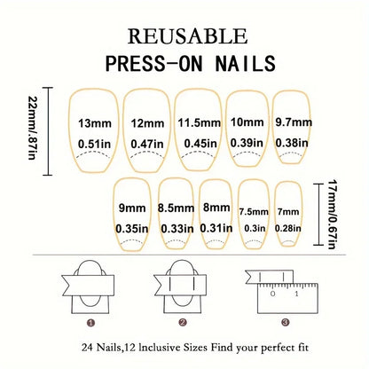 TEMU-24pcs Press-on Nails, Heart & Bowknot Design - alotasawkli