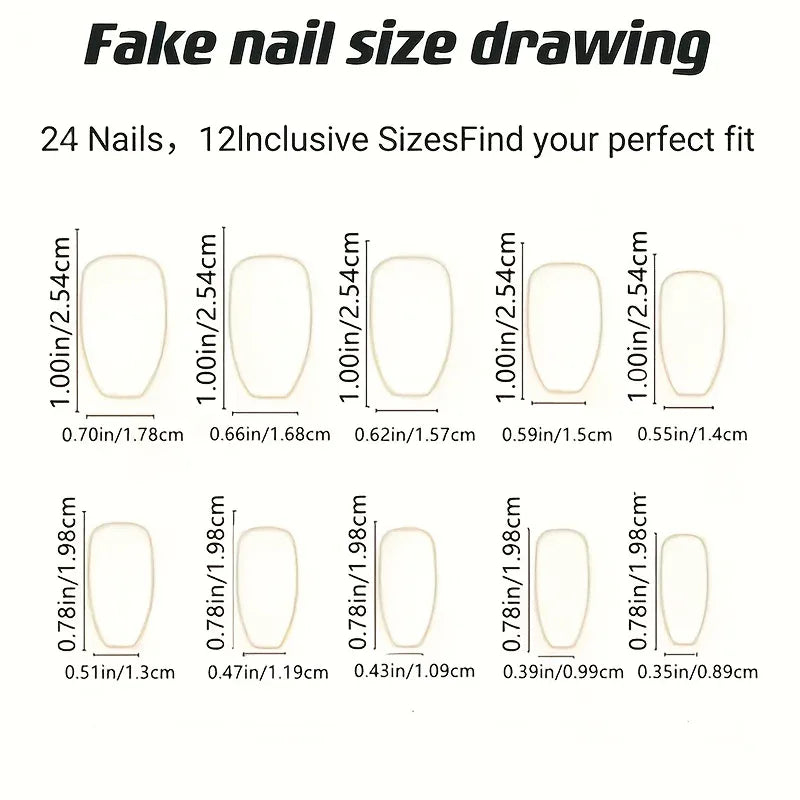 TEMU-A Set of 24 Medium-Length Faux Nails Designed with Rhinestones - alotasawkli