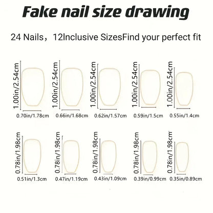 TEMU-A Set of 24 Medium-Length Faux Nails Designed with Rhinestones - alotasawkli
