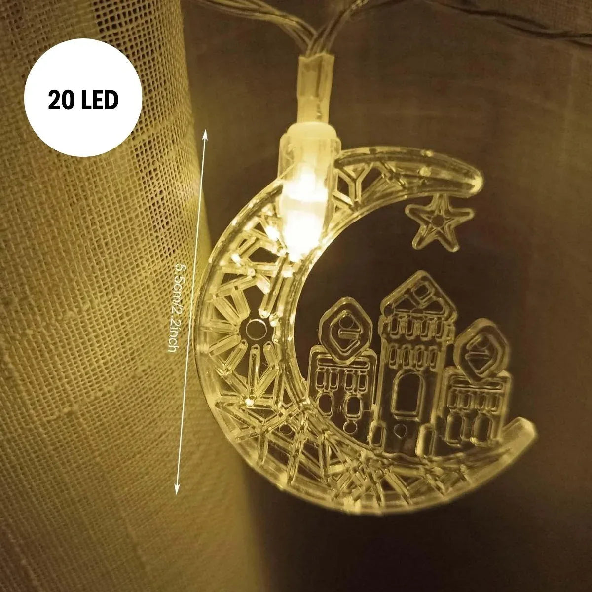 مصباح LED USB على شكل هلال ومسجد من BUFFER بطول 3.5 متر - 20 مصباح LED لتزيين رمضان وإضاءة محيطة - alotasawkli