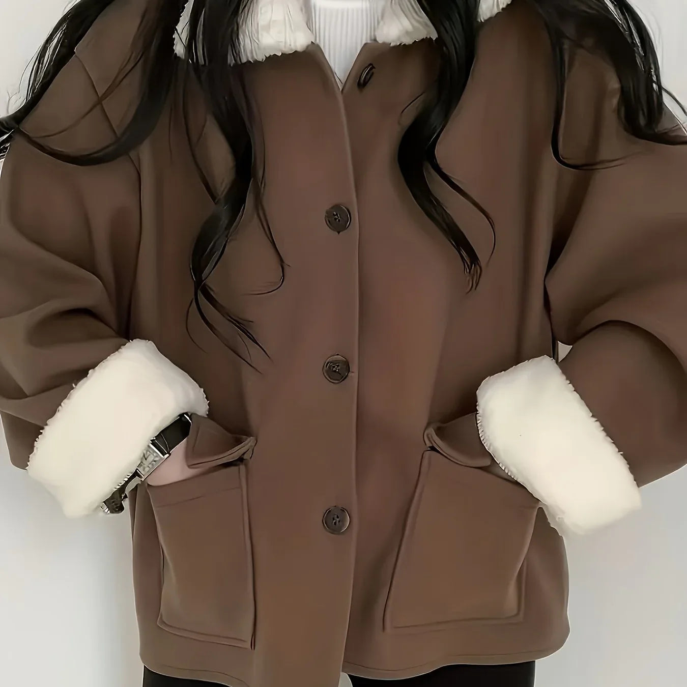 TEMU-Autumn-Winter Fashion Flap Collar Loose - alotasawkli