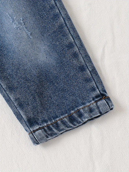 TEMU-2pcs Denim Set with Striped Long Sleeves - alotasawkli