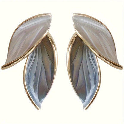 Women's Elegant Leaf Design Earrings, Fashionable Japanese and Korean Style - alotasawkli