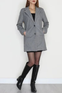 Women’s Burgundy Lined Wool-Look Coat – 85cm Mid-Length
